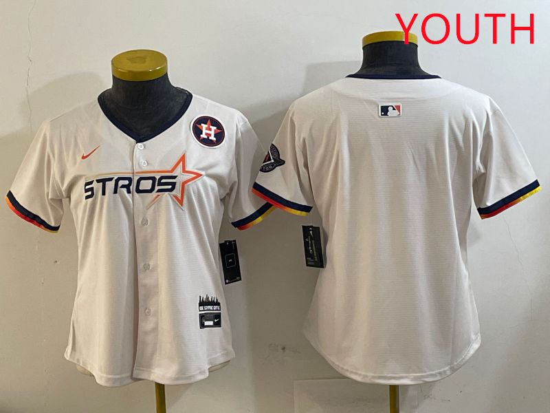 Youth Houston Astros Blank Cream Three generations Joint Name 2025 Nike MLB Jersey style 4103->youth mlb jersey->Youth Jersey